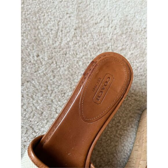Coach Jazmin Cork Wedge Sandal size 9B Cream Brown - Picture 8 of 13